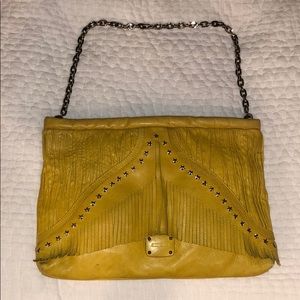 Jimmy Choo Yellow Leather Fringe Shoulder Bag